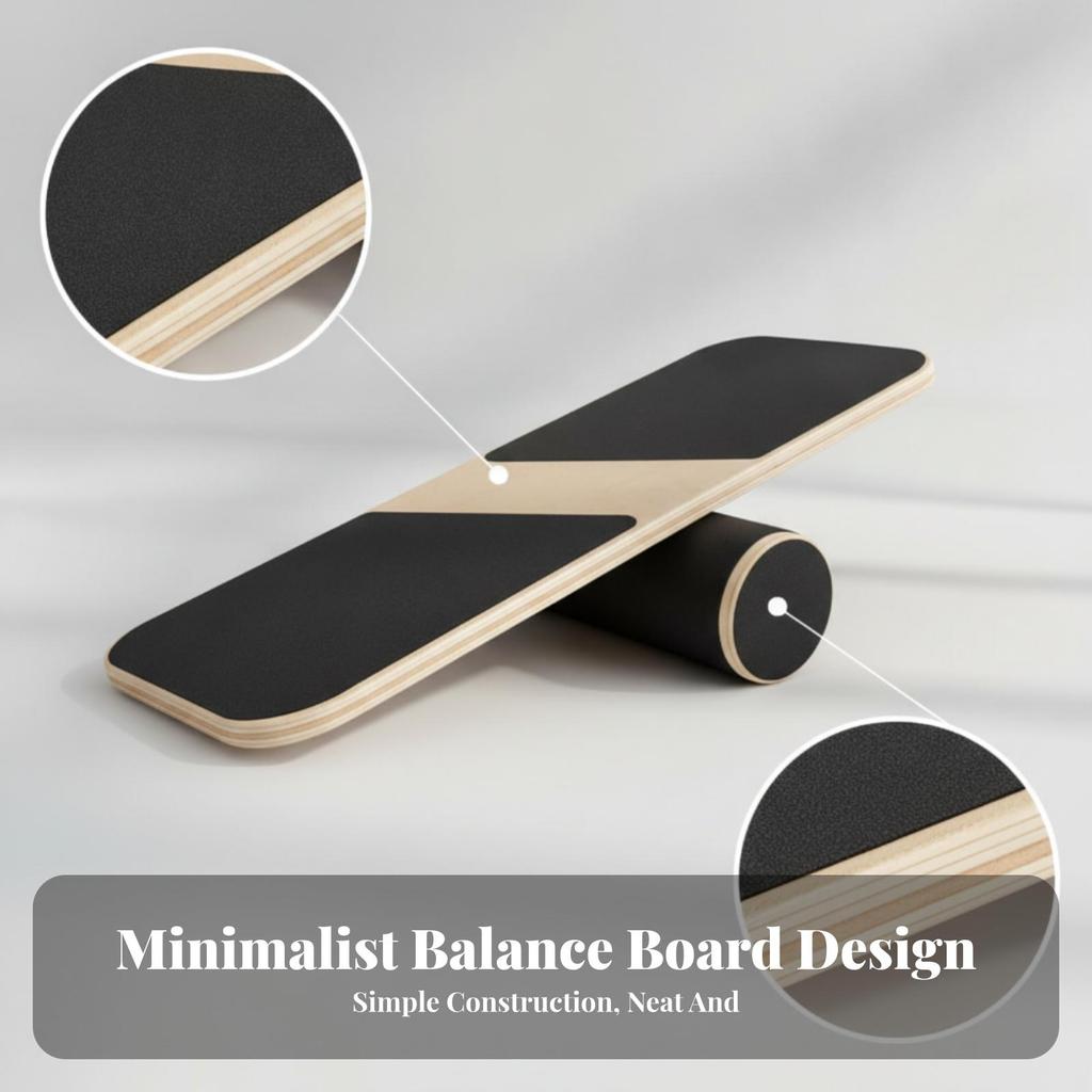 Natural Wood Finish Roller Balance Board Physical Rehabilitation Wooden