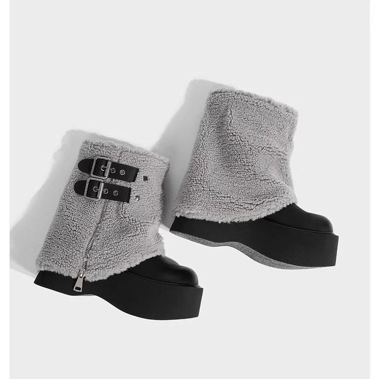 Fashion Platform Snow Ankle Boots Women High Heels Suede Shoes Woman 2024 Trend Winter Goth Brand Punk Motorcycle Botas De Mujer Shoes