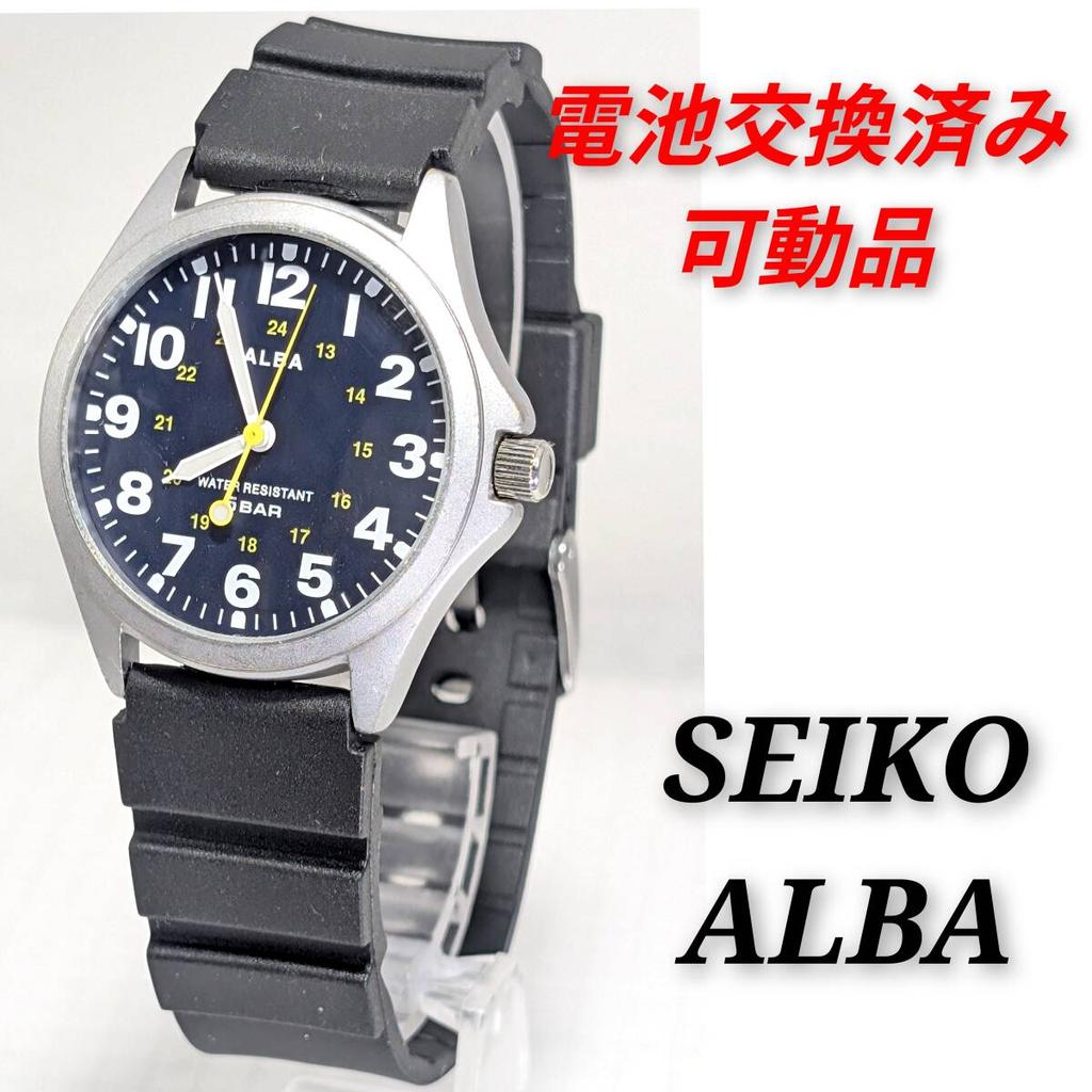 SEIKO ALBA Battery and Strap Working Men's Watch, Replaced, Condition, S-90