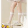Soft & Breathable Girls Under Knee Length Socks Lovely Bowknot Accent Middle Tube Socks Stockings Enjoy Sweet Charm