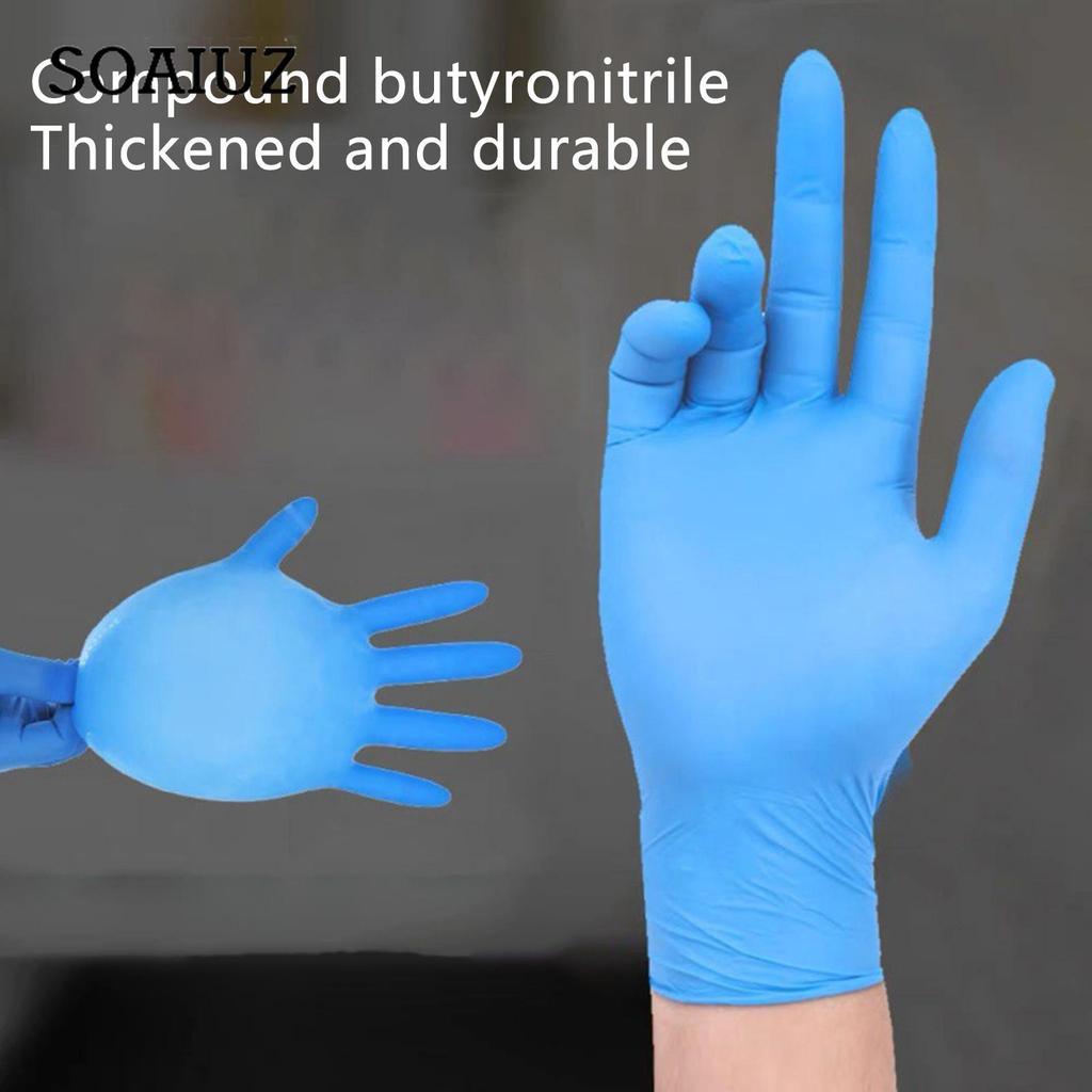 50Pcs/set Disposable Rubber Gloves PVC Composite Thickened Blue Nitrile Hygienic Acid- Resistant Food Emulsion