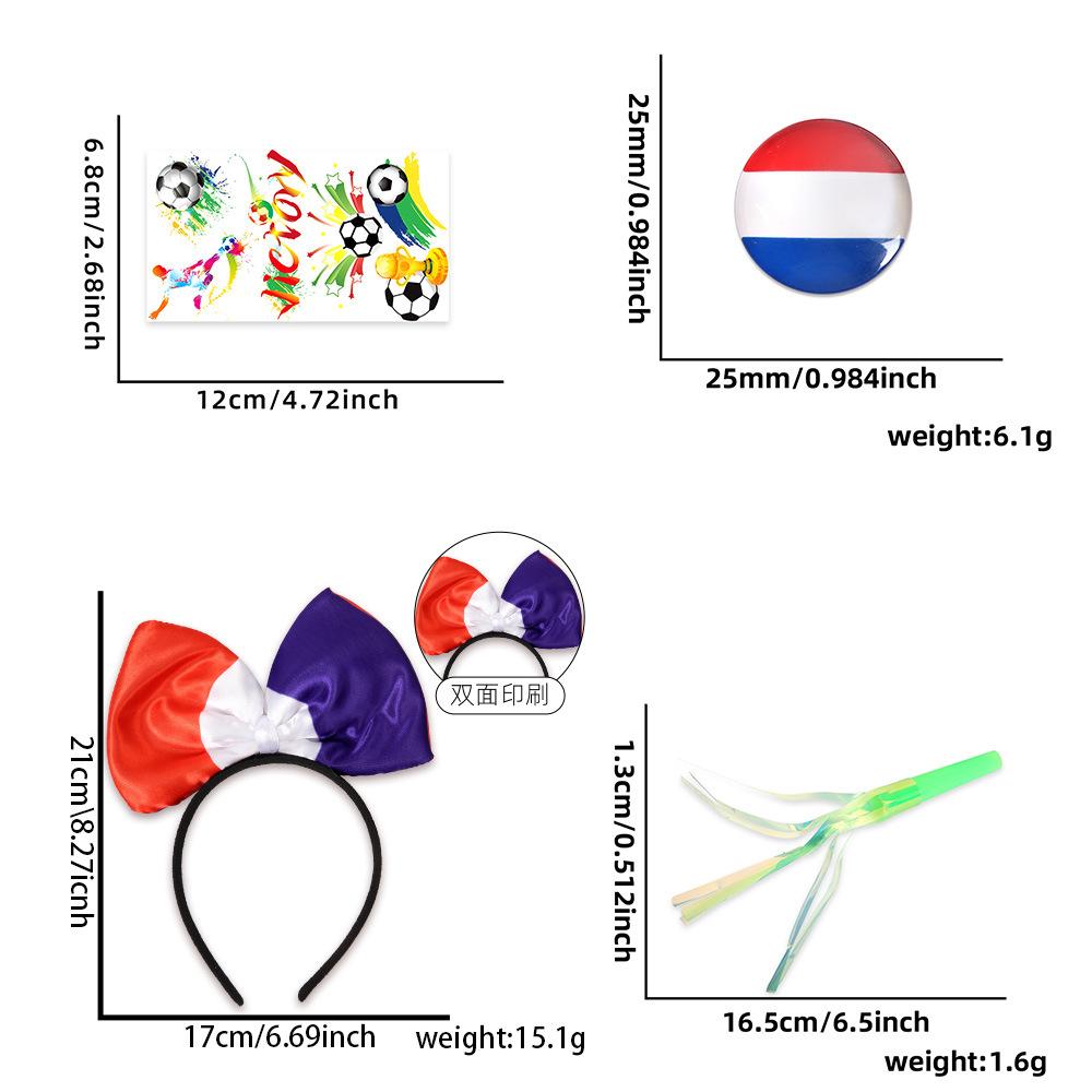 World Football Match Cheer Set, Multi-Country Flag Headband & Badge, Fans Cheering Accessories