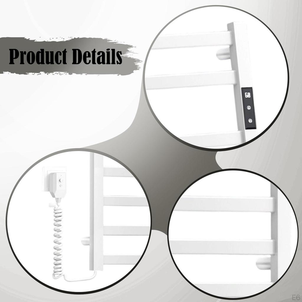 Smart Heated Towel Rack Heater Warming for Bathroom Shower Tub S white