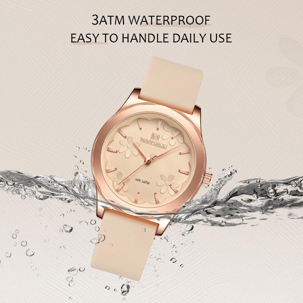 NAVIFORCE Women Watch Fashion Casual Watches Waterproof Elegant Girls Original Quartz Rubber Watch NF5051