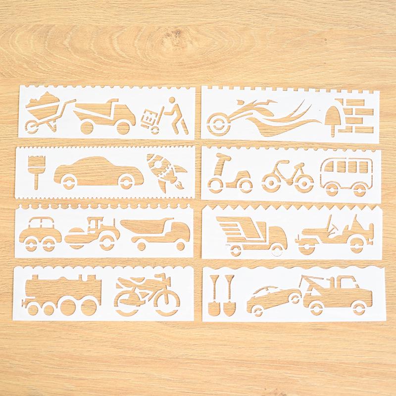 Children's Lace Notebook Ruler Set: 16 Style Templates for Drawing and Coloring (18.5 X 5.5 Cm)