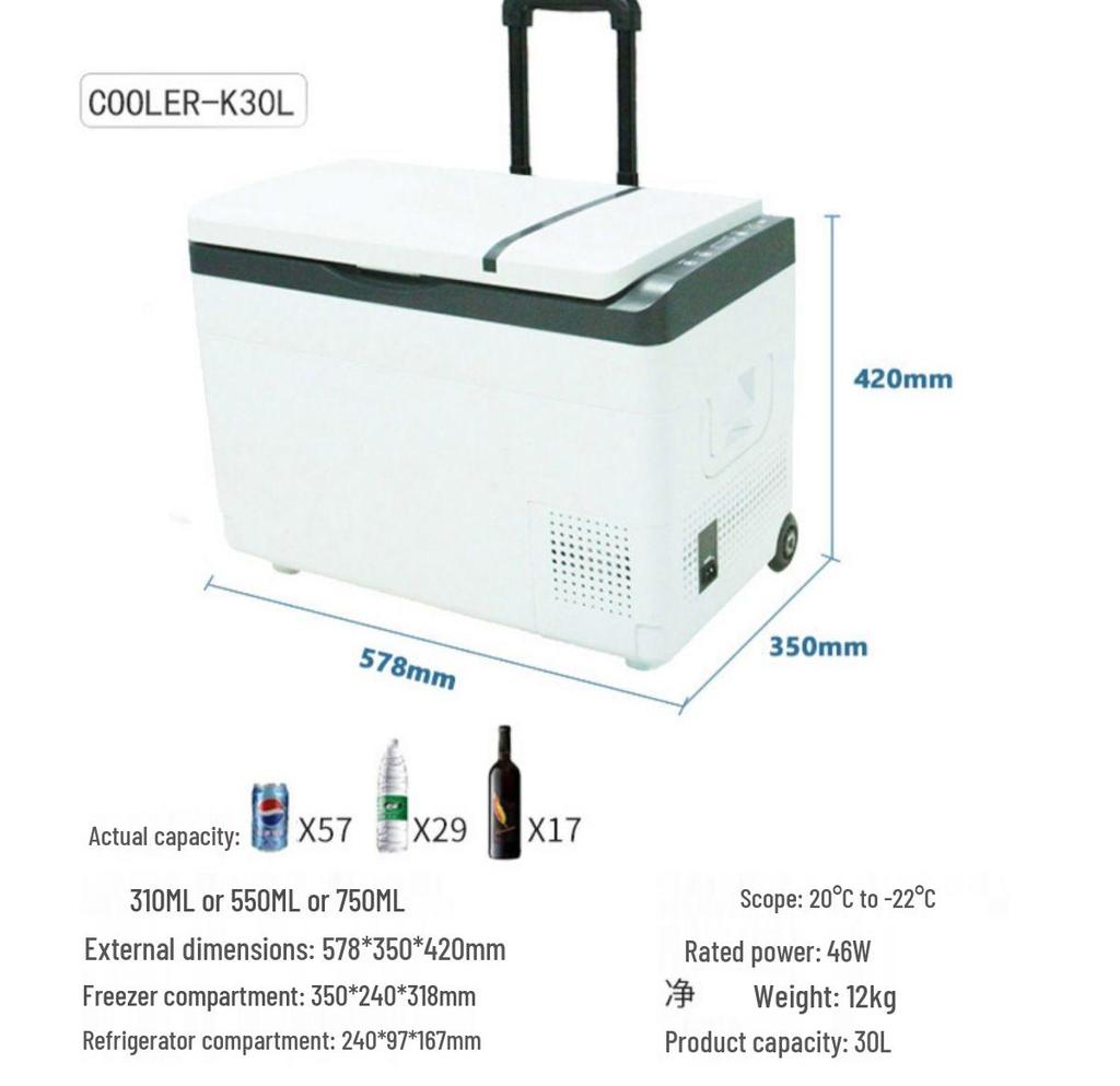 Zhihang Dual-Use Car & Home Refrigerator-Freezer, 12V for Cars, 24V for Trucks
