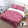 Pink Background Pandas And Hearts Bedding Set For Kids Luxury Gift 3Pcs Digital Print Comforter Set Soft Comfortable Breathable