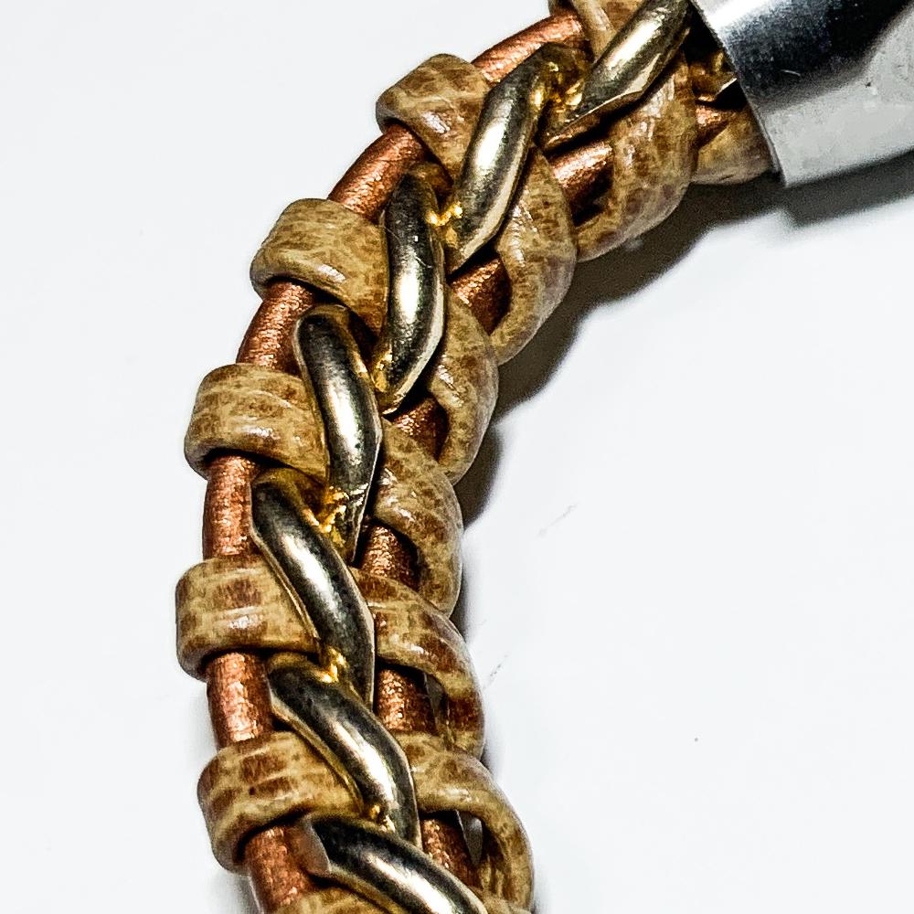 Eightvolume Ev Leather Chain Bracelet 006 (Brown & Gold)