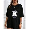 Cotton T Shirt White Doggy Cartoon Print And Text For Casual Wear