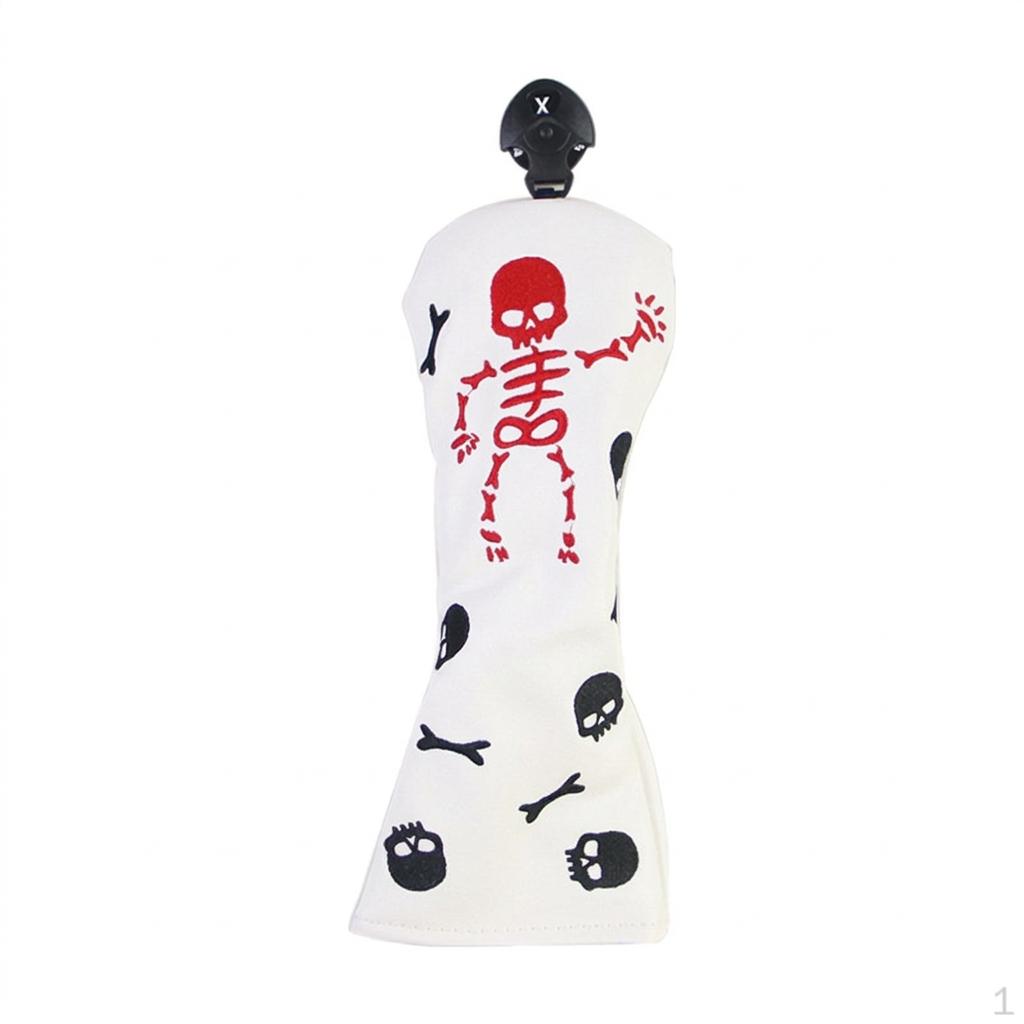 Skeleton Golf Club Headcovers, PU Leather Covers Set, Driver Hybrid Wood Headcover,