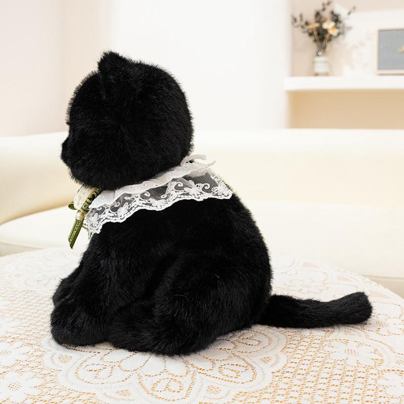 33cm/45cm Cute Lifelike Cat Plush Toy Simulation Soft And Comfortable Black Cat Kitten Stuffed Toy Birthday Gift