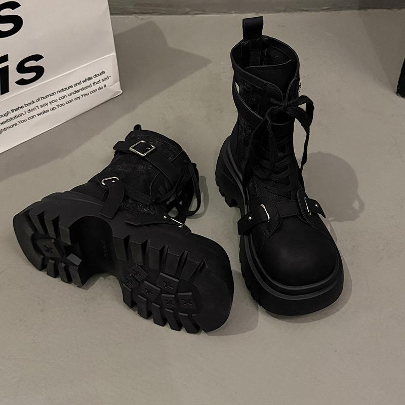 Dámské podzimní a zimní Martensky s platformou 2025, nové Maillard rhubarb boots, krátké boty pro lokomotivu pouště Sin-ťiang