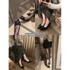 Carver Daughter Pointed Bow Pearl Flat Commuter Shoes Women's High Heels Wedding Shoes