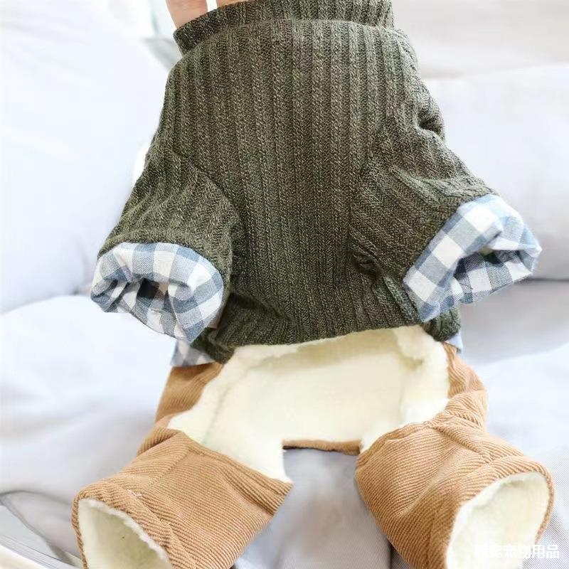 Dog four-legged clothes autumn and winter pet cotton-padded clothes Teddy Bigbear Schnauzer Yorkshire small dog puppy thickened