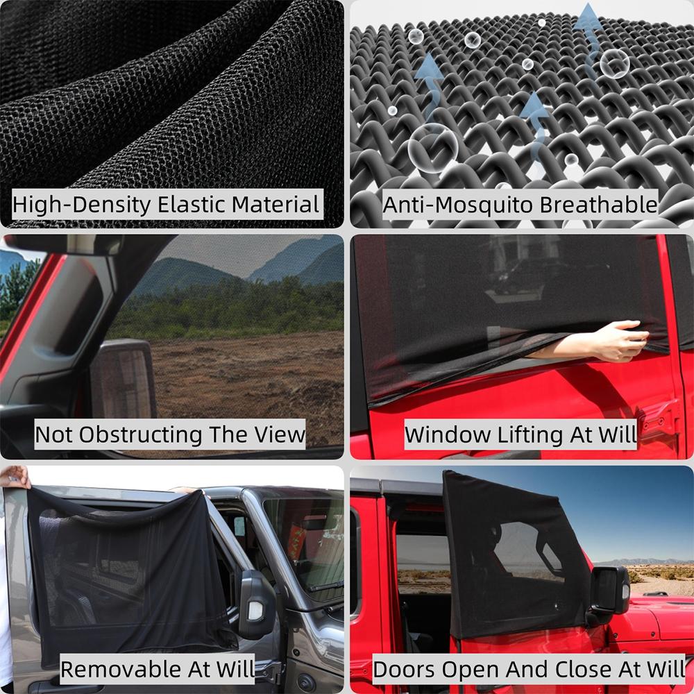 Cubierta de Parasol para Ventana de Coche Red de Mosquitos Visera Cortina de Malla Anti-UV para Jeep Wrangler TJ JK JL JT BJ40 1997-2025 Accesorios para Coche