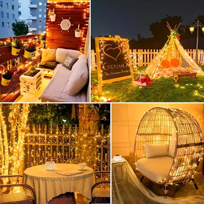 50/100 LEDs Solar Twinkling Fairy Lights 8 Modes LED String Lights Outdoor 23/39FT for Garden Party Decoration Ambient Lighting