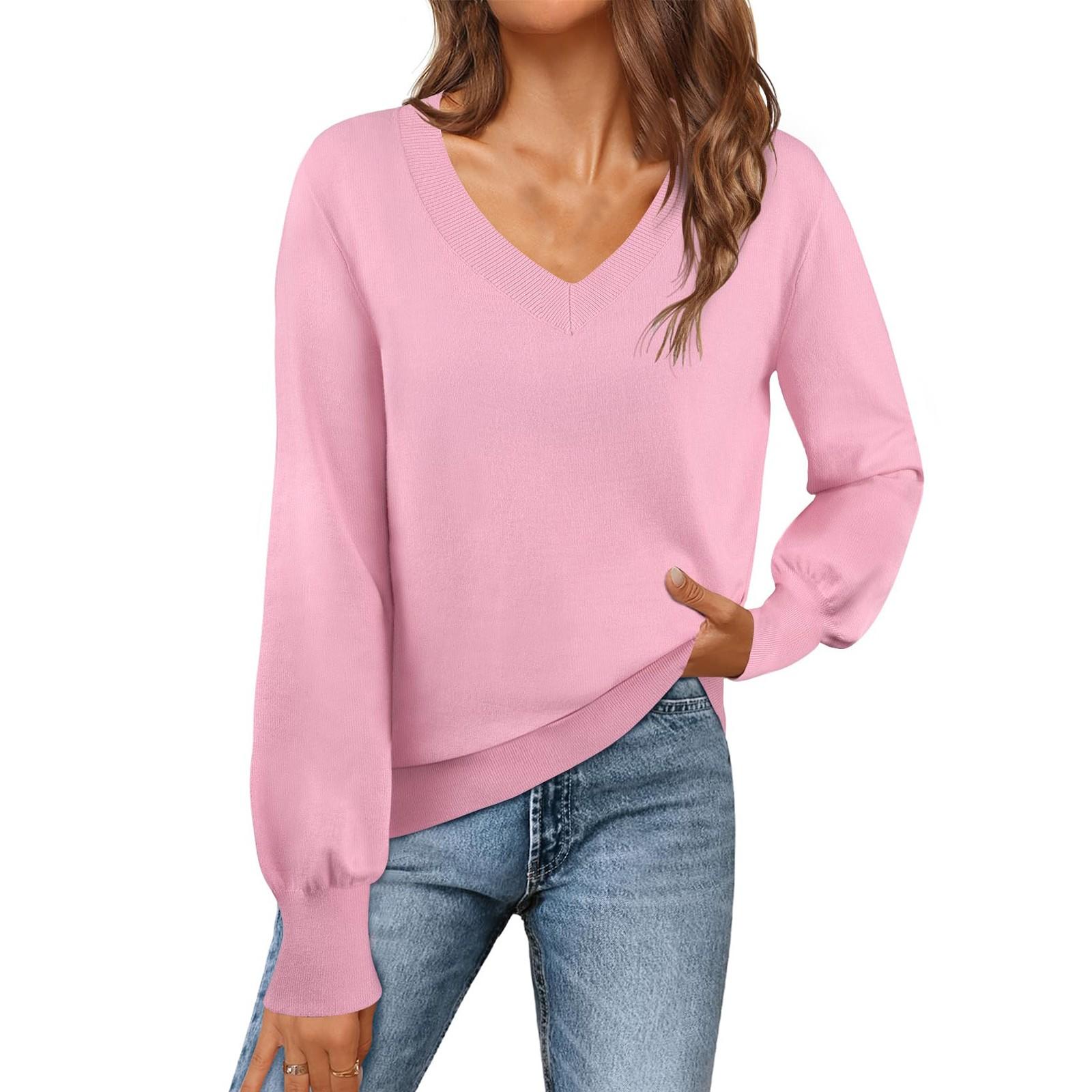 

Длинные рукава V-образный вырез Топы Повседневный свитер Рубашки S красный