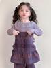 Girls' 2025 Spring Plaid Three-Piece Outfit - Korean-Style Fashion for Baby and Toddlers
