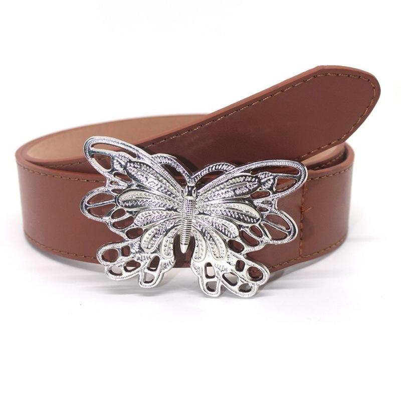 Trendy Punk Millennial Metal Buckle Butterfly Belt In Elegant Silver And Various Hues