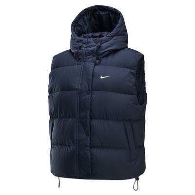 Sportswear Metrotherma-Fit Puffer Logo Hooded Warm Comfortable Sleeveless Down Vest Women Vest Black White FZ5933-010