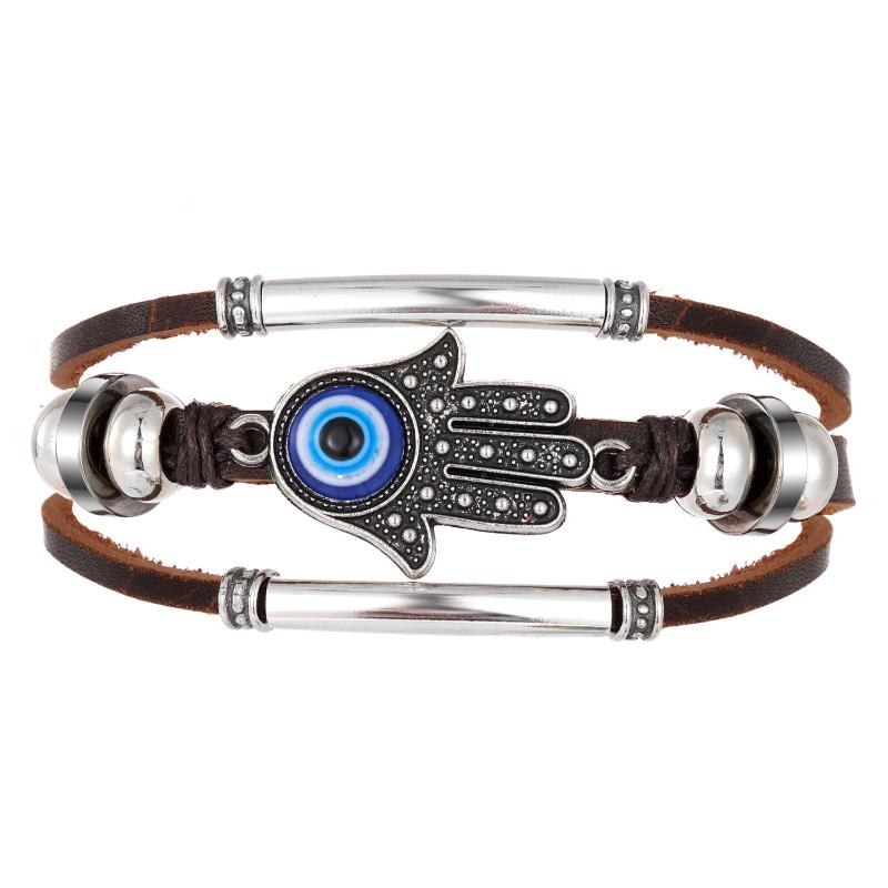 Boho Multilayer Leather Bracelets Evil Eye Charm Beads Bracelet Bangle For Women Men Vintage Punk Wrap Set