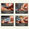 Double Edge Safety Razor Old-fashioned Metal Shaver Beard Barber Wet Shaving Twist Open for Men Women With 5 Blades and Mirror