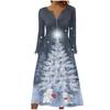 Fashion Women's Casual Fashion Print Pocket V-neck Pullover Long Sleeve Dress
