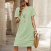 ZANZEA Women Casual Round Neck Solid Color Summer Short Sleeve Dress