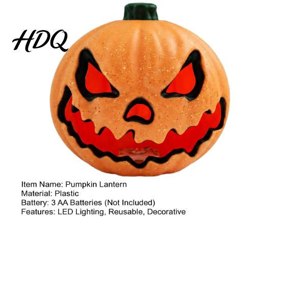 Durable Pumpkin Lantern Halloween Evil Lantern Large LED Light Up Jack O Decor Indoor for Party Scene Spooky Outdoor Decoration Trick or Treat Gift