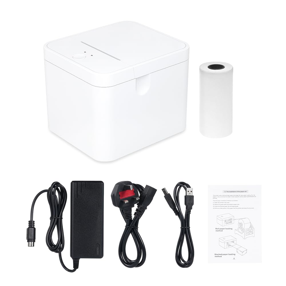 SIMBAE 58mm Receipt Printer, POS Printer, USB+BT Desktop Direct Thermal Printing Support, ESC/POS Compatible, for Delivery, Business, Restaurant, Kitc