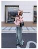 Korean-Style Pink Suede Short Jacket for Women - 2025 Autumn, Hollow Design, Age-Defying, Petite Fit, Fashion-Forward.