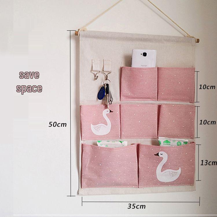 Multi-layer Fabric Hanging Storage Bag for Dormitory and Wardrobe Door, Wall-Mounted Phone Organizer