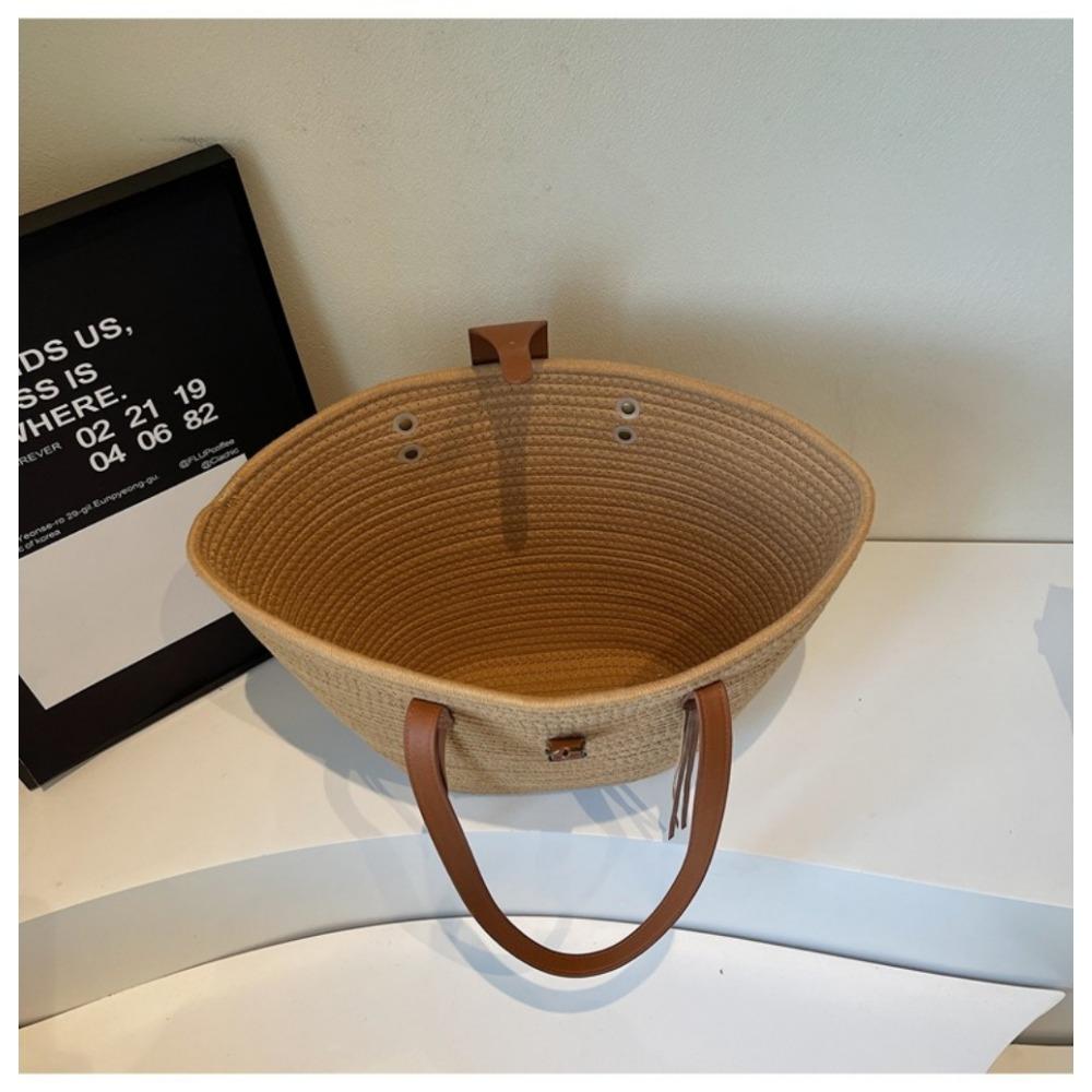 Large Capacity Woven Bag Women's New Straw Bag Shoulder Bucket Bag Portable Vegetable Basket Beach Bag Woven Straw Tote Bag for Women