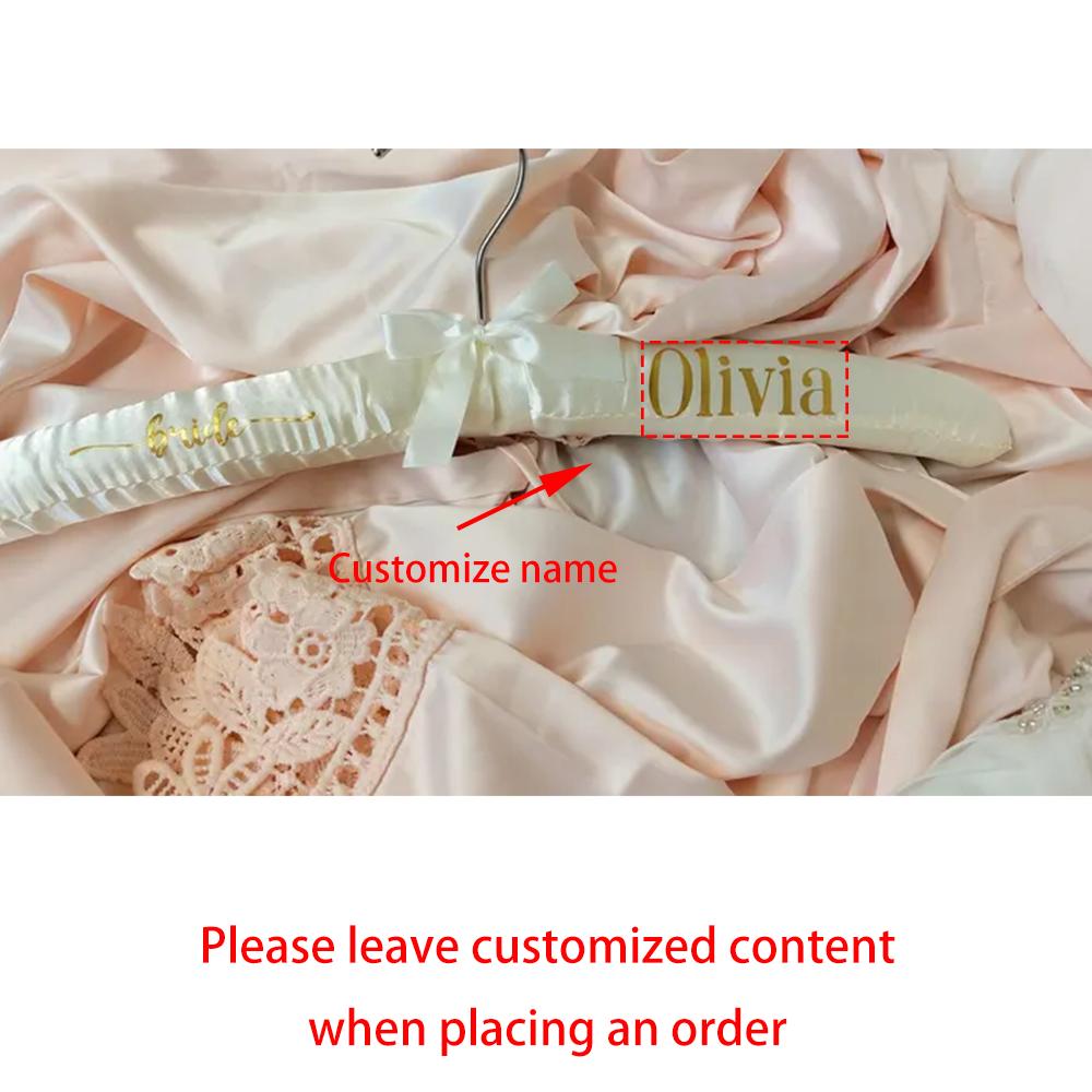 

Custom Bride Wedding Dress Hanger with Bow Satin Gowns Hanger Bride To Be Bridal Shower Engagement Bachelorette Hen Party Gift 1pcs 38cm