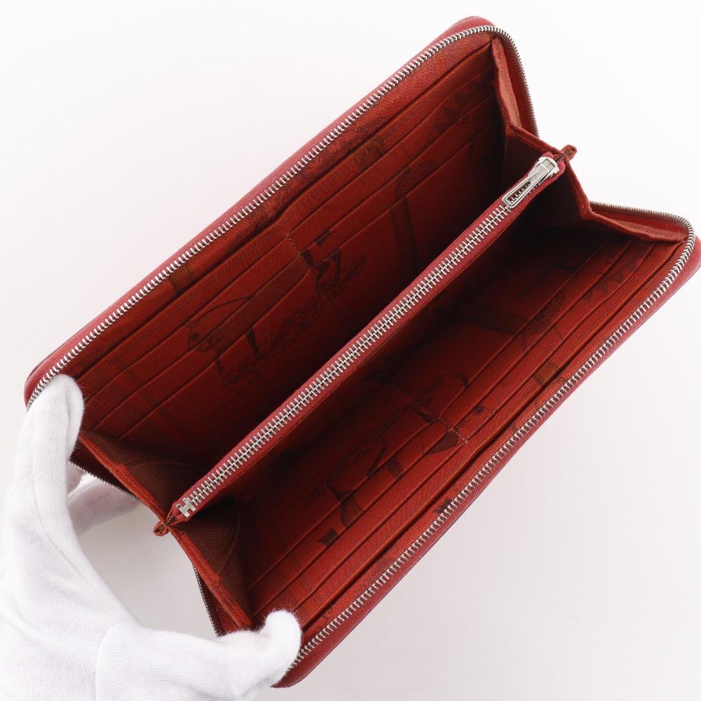 HERMES Azap Silk in Long Purse Red Epsom Women Used