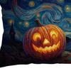 Halloween Pillow Cover Pumpkin under Starry Night Pillowcase Artistic Pillow Case for Bedroom Living Room Guest Rooms Sofa Decor