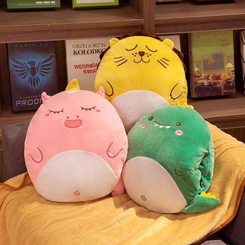 Animal 3-in-1 Cushion Blanket: Office Nap Pillow & Car Back Cushion with Blanket Cover