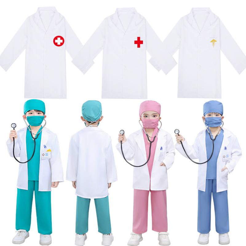 Kids Doctor Nurse Costume Set Role Play Pretend Play Preschool White Coat Outfit