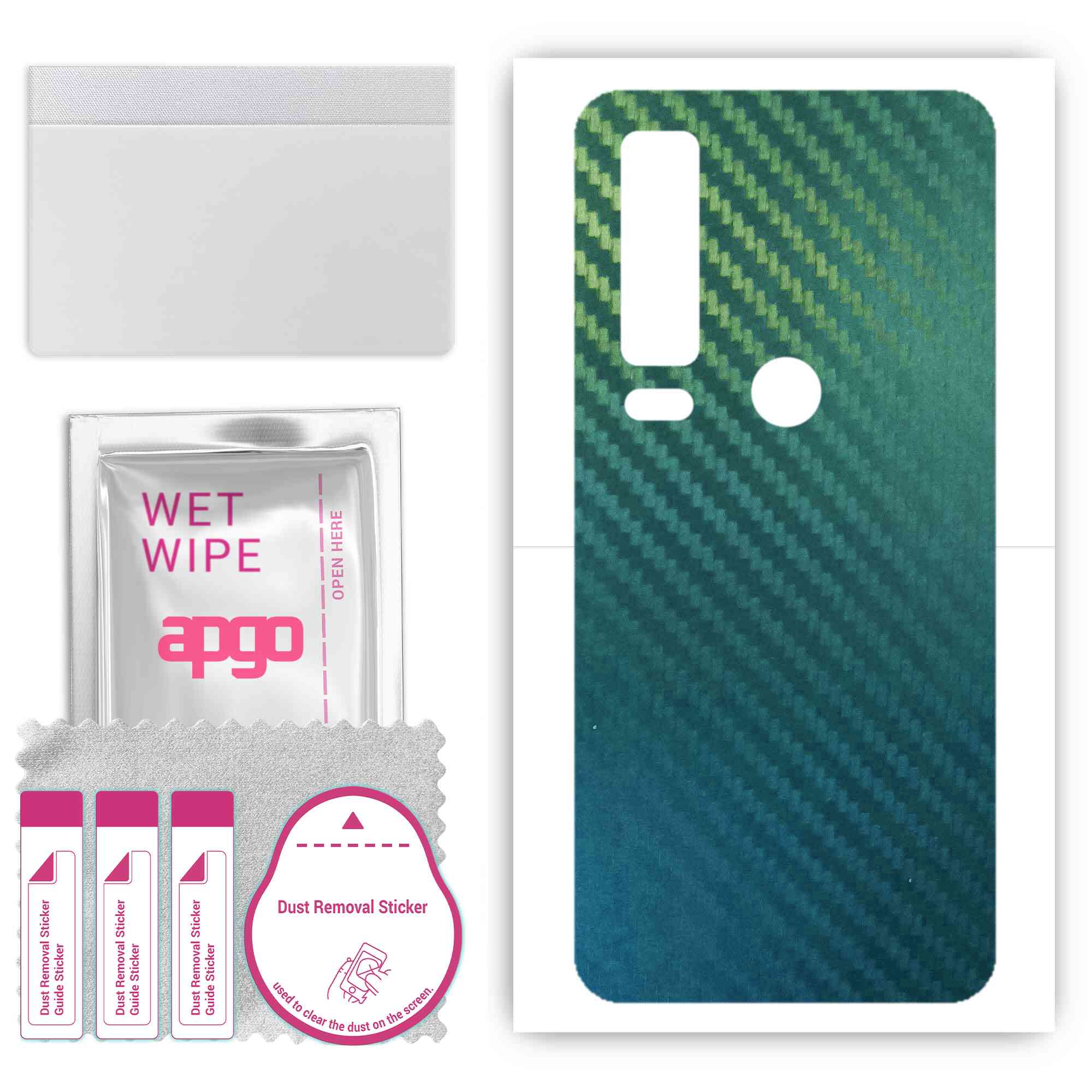 

Apgo Protective Skin Sticker for the back compatible with CAT S75, Wrap Film, Foil, Vinyl - Pattern Carbon Chameleon CAKA1