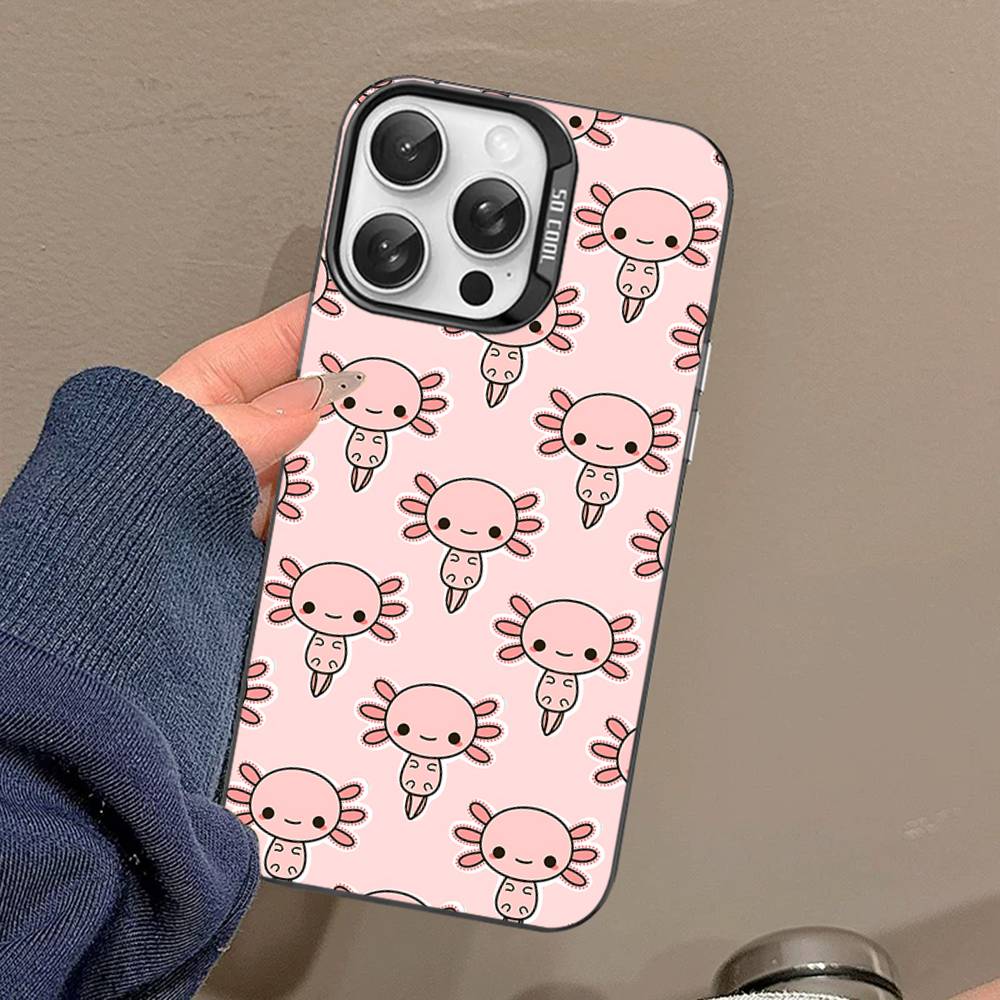 Cartoon Axolotl Süße Handyhülle Für IPhone 17 16 15 14 13 Pro 12 11 Pro Max PLUS Farbe Rückseite