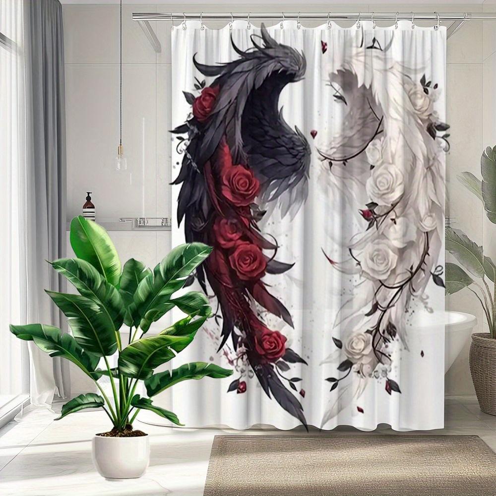 Black and White Wing Waterproof Shower Curtain, Modern Bathroom Decoration, Stylish and Durable, Very Suitable for Home Use