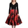 Women's Casual And Fashionable V-neck Long-sleeved Halloween Printed Dress