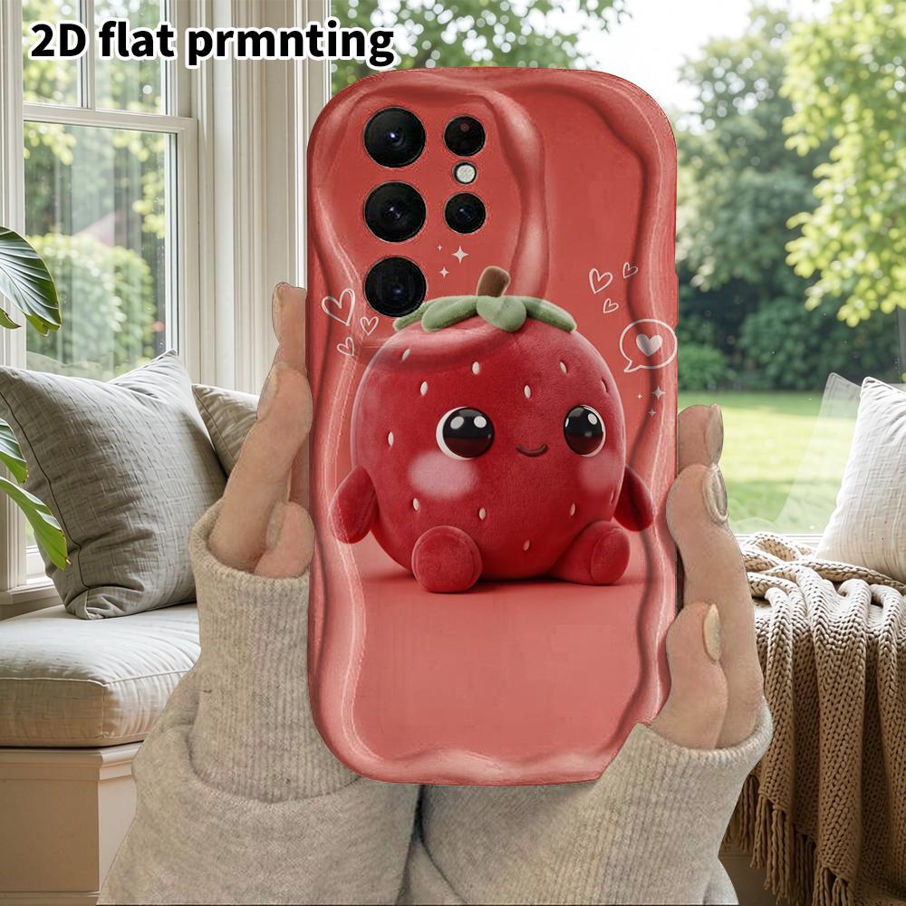 Phone Case: 2D Flat Samsung Galaxy A34 A35 M05 M06 S20 S22 S21 FE Plus 5G Protective Case, Couple Style, Plush Strawberry Doll, Christmas and Hallowee