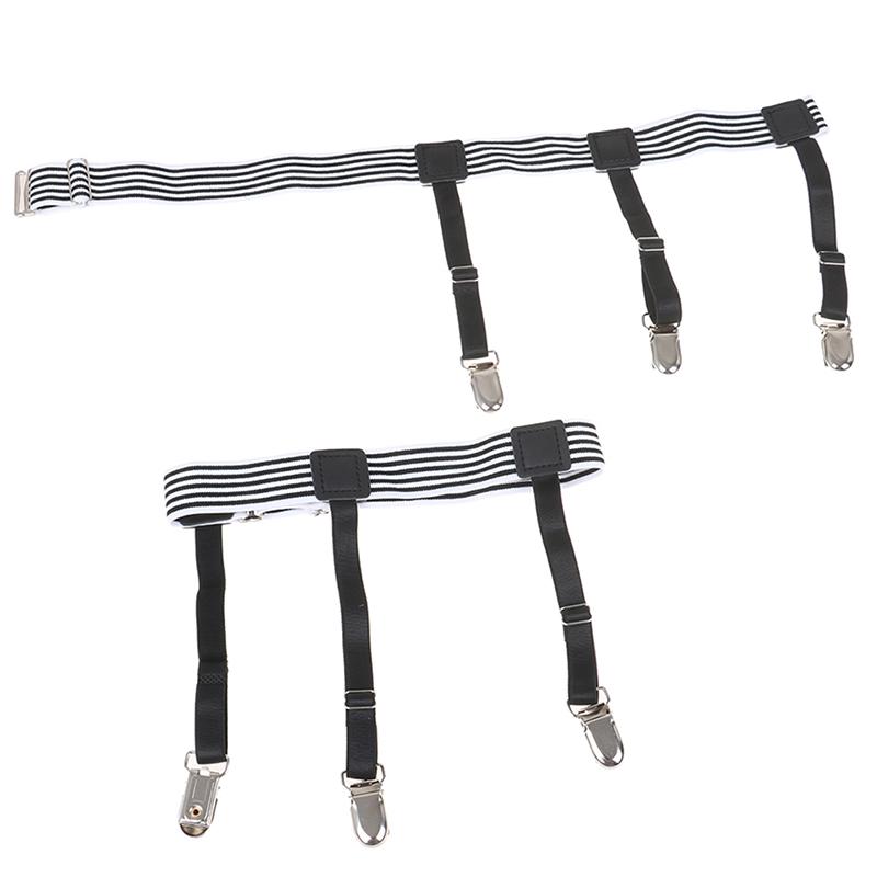 2Pcs Mens Elastic Adjustable Shirt Stays Garters Leg Suspenders Holders Shirt