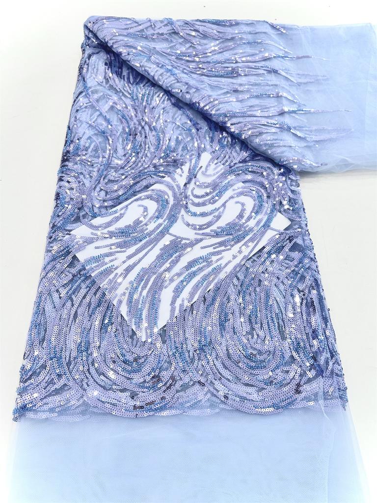 African French Beaded Lace Fabric 2025 High Quality Lace Embroidered Nigerian 3d Sequins Tulle Lace 5 Yards For Sew Party Dress