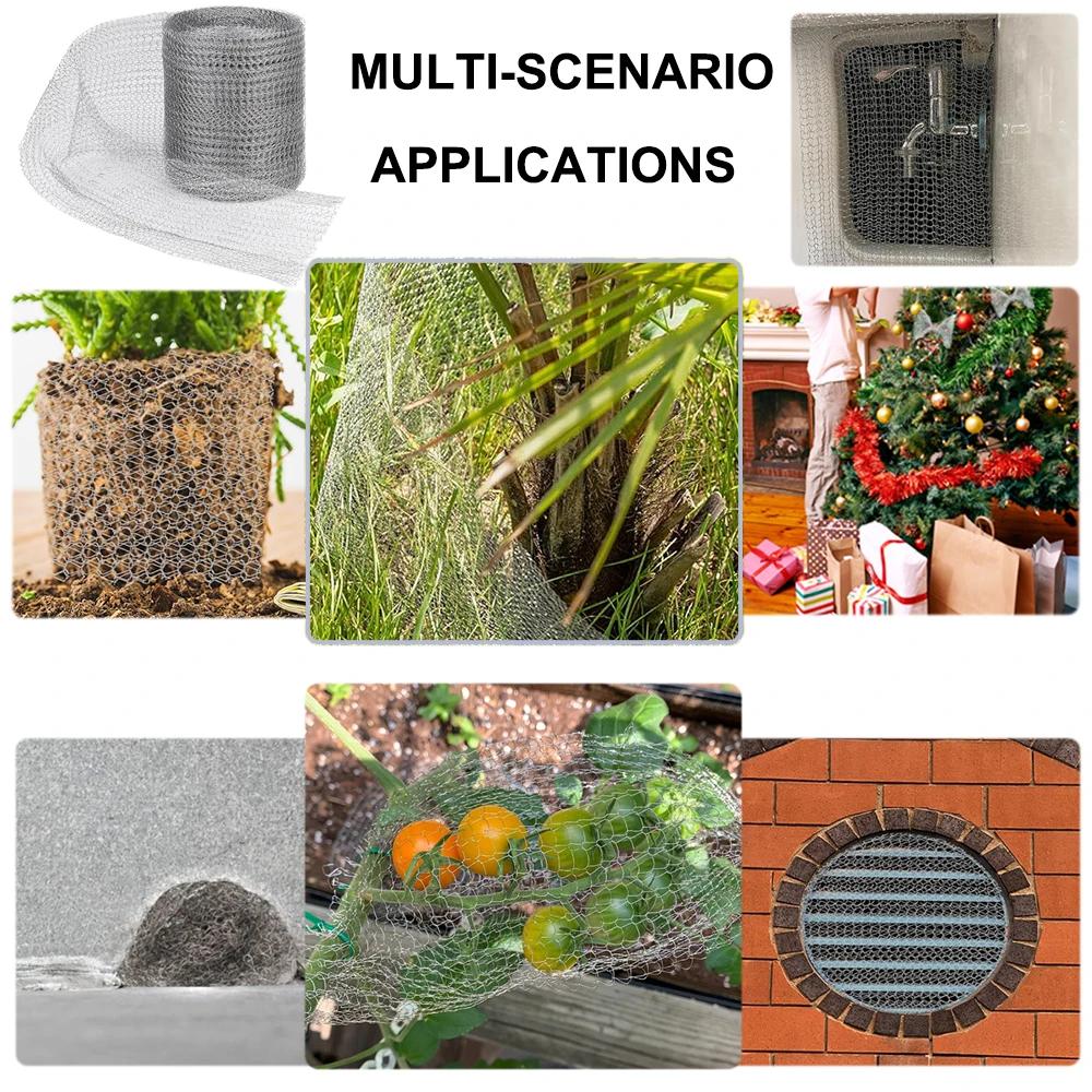 1/3 Roll Braided Stainless Steel Mesh Mesh Filling Insect and Rodent Screen Screen Rabbit Rodent Protection Garden Hole Net