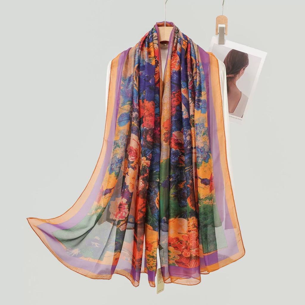 Silk Scarf Fashion Neck Oversize  Foulard Female Headbanda Luxury Hijab Women Warm Pashmina Scarves Echarpe Shawl Large Wrap