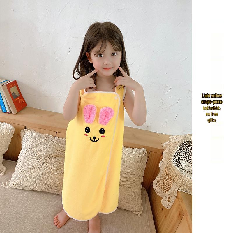 Coral Fleece Cartoon Bath Towel Set: Thick, Absorbent, Embroidered for Children and Mothers