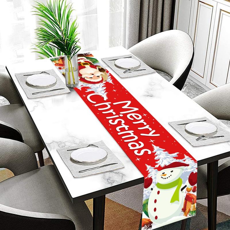 Christmas Table Runner Merry Christmas Decoration For Home Xmas Gifts Navidad Noel New Year 2024 Natal Tablecloth 180*35cm