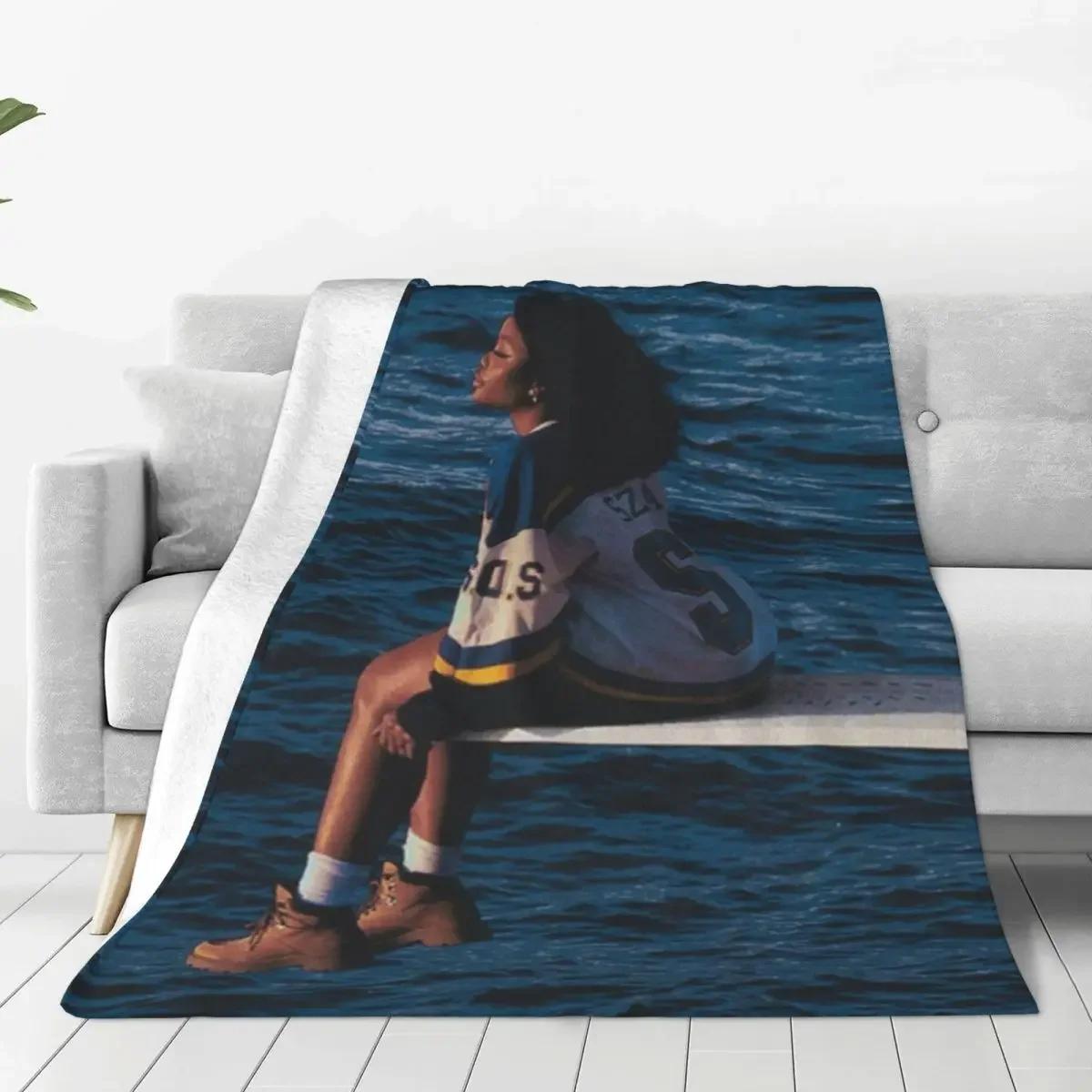 

Warm Soft Blankets Travelling Sza Hip Hop Music Throw Blanket Ocean Flannel Bedspread Bedroom Aesthetic Sofa Bed Cover 30x40in